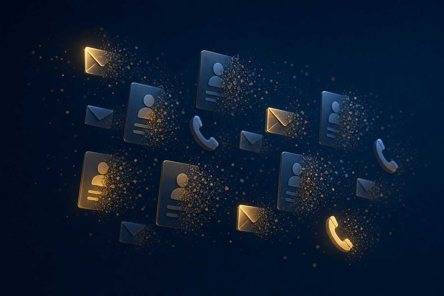 Abstract visualization of dormant customer data fading away